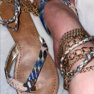 Zigi Soho Sandals With Multiple Gold Ankle Straps